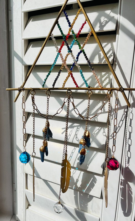 Blue Kyanite Feathers Sun Catcher