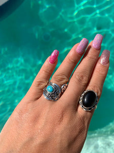 Sterling Silver Plated Turquoise Ring (made in India)