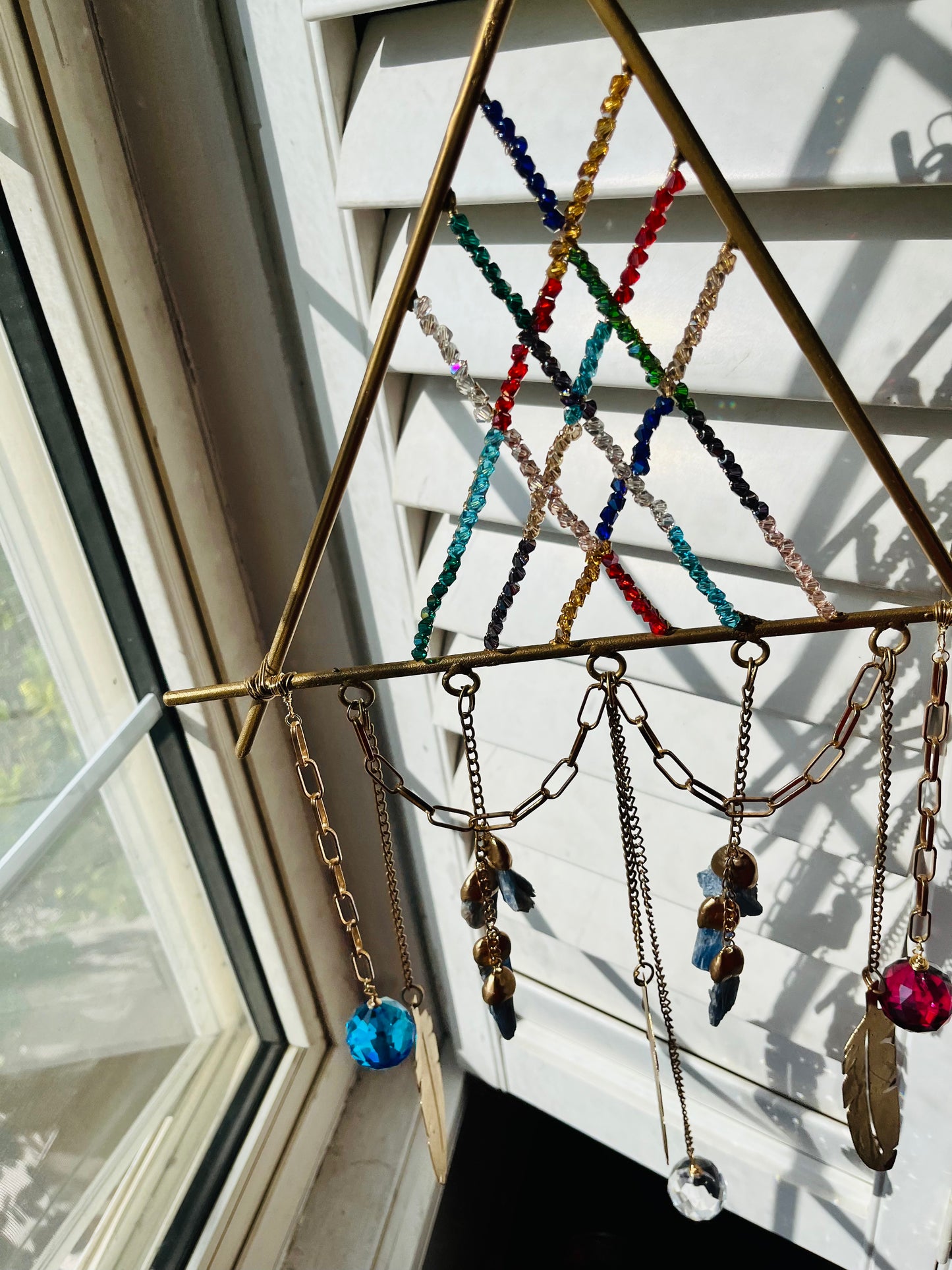 Blue Kyanite Feathers Sun Catcher
