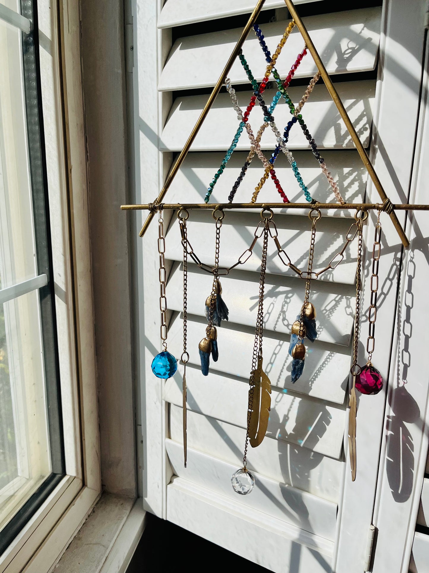 Blue Kyanite Feathers Sun Catcher